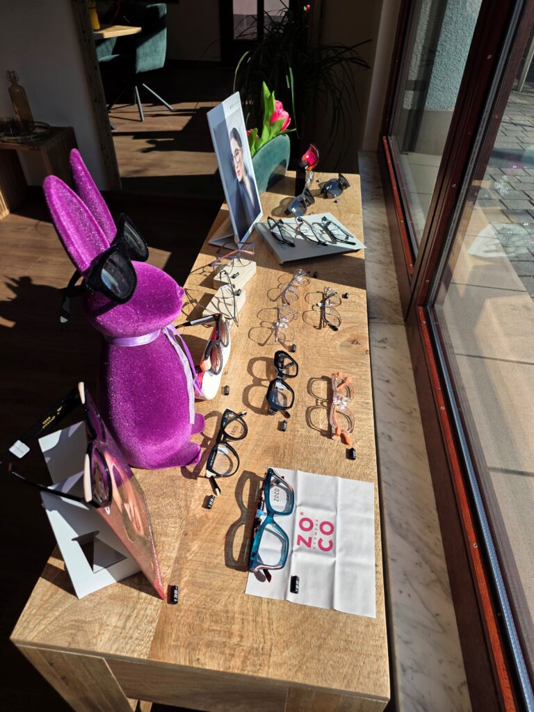 Unsere im Schaufenster ausgestellten Brillen